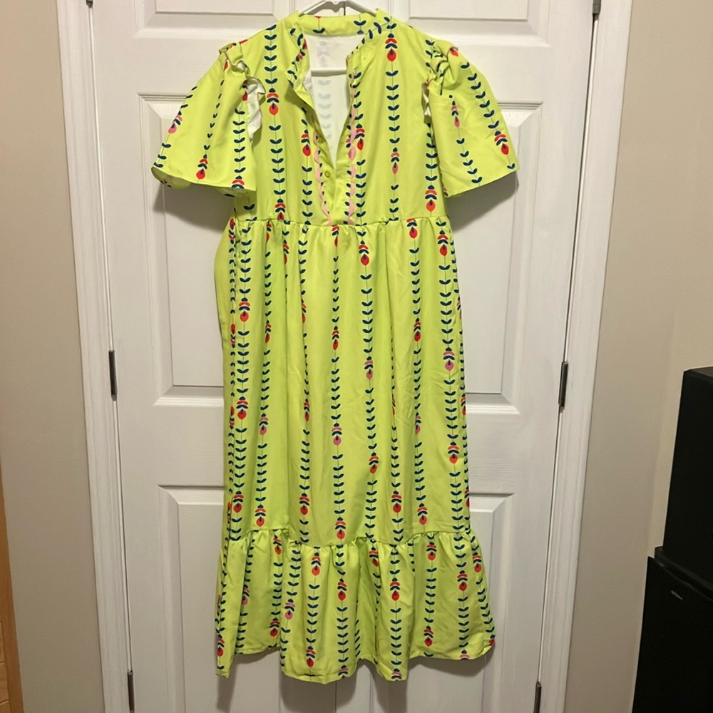 Vibrant Yellow Floral Maxi Dress